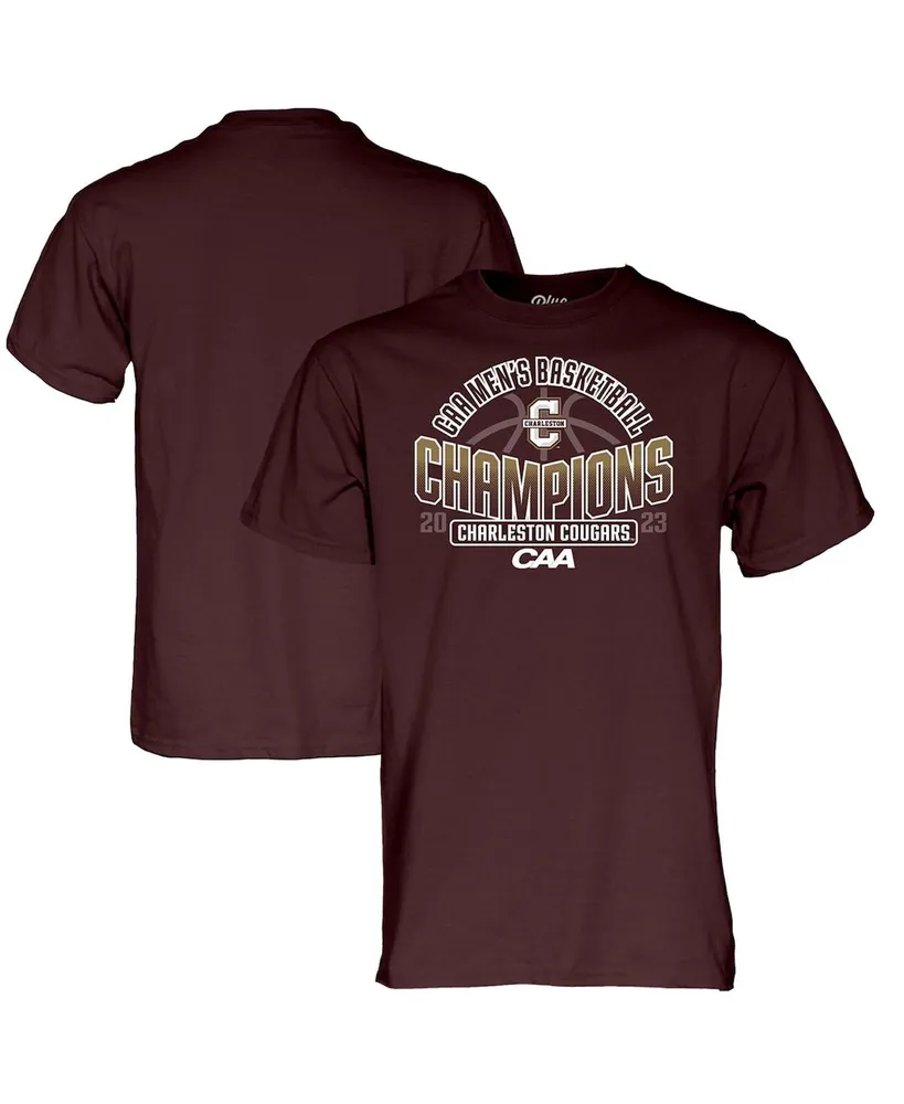 Blue 84 Maroon Charleston Cougars 2023 Caa Men's Basketball Conference Tournament Champions Locker Room T-shirt