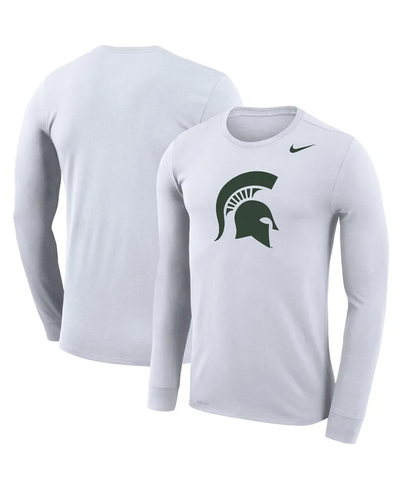 Men's Nike White Michigan State Spartans School Logo Legend Performance Long Sleeve T-shirt