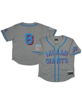 Men's Rings & Crwns #8 Gray Miami Giants Mesh Button-Down Replica Jersey