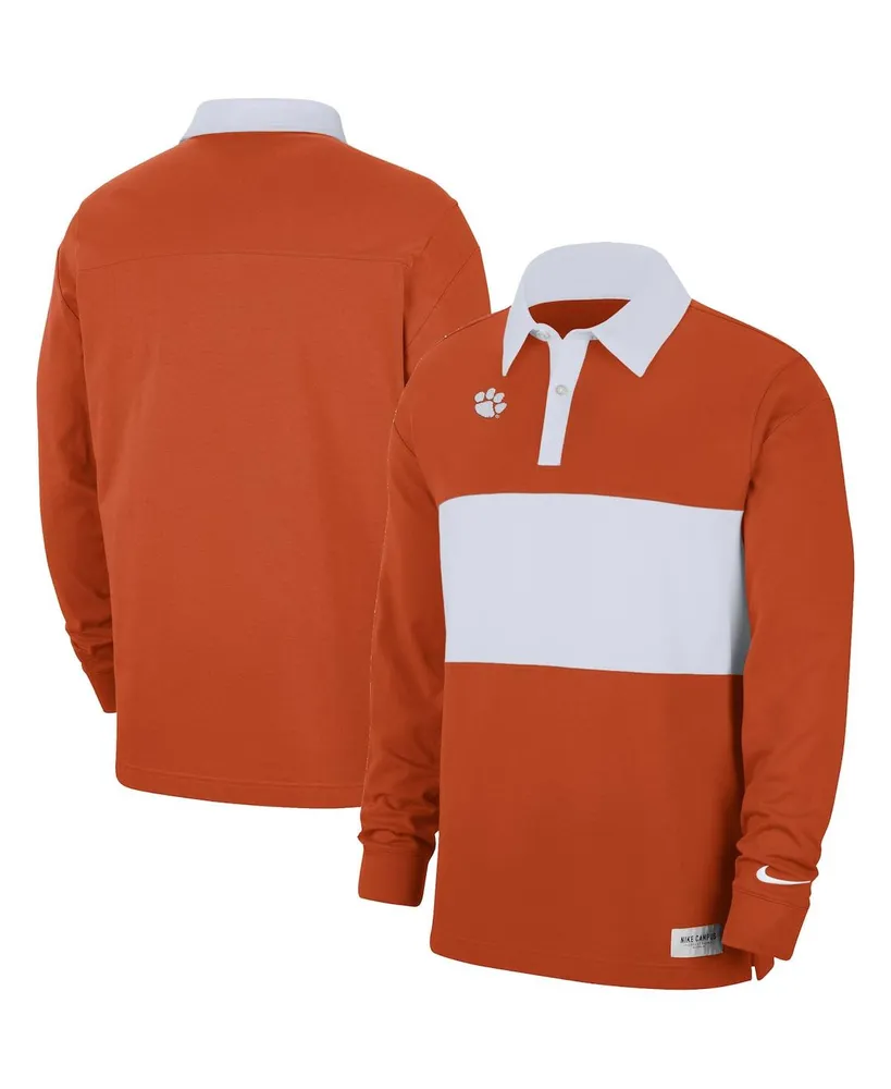 Men's Nike Orange Clemson Tigers Striped Long Sleeve Polo Shirt