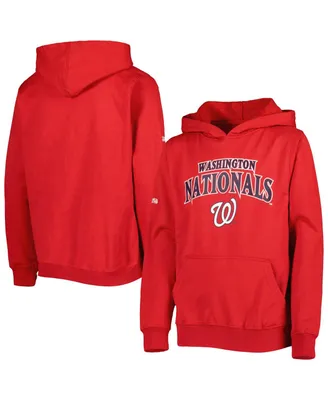 Big Boys and Girls Stitches Red Washington Nationals Center Chest Pullover Hoodie