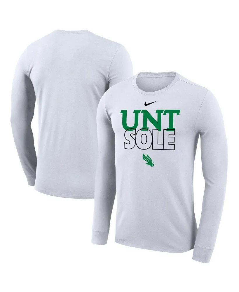 Men's Nike White North Texas Mean Green On Court Bench Long Sleeve T-shirt