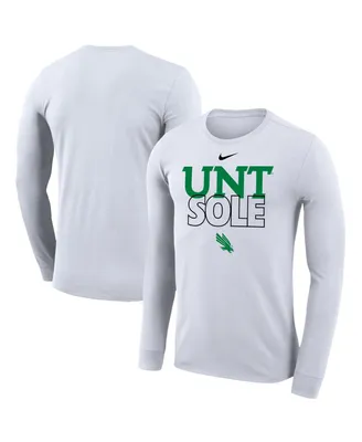 Men's Nike White North Texas Mean Green On Court Bench Long Sleeve T-shirt