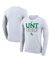 Men's Nike White North Texas Mean Green On Court Bench Long Sleeve T-shirt