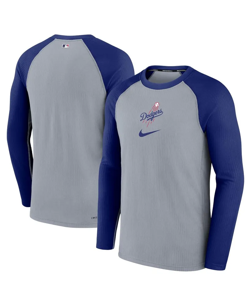 Men's Nike Gray Los Angeles Dodgers Authentic Collection Game Raglan Performance Long Sleeve T-shirt