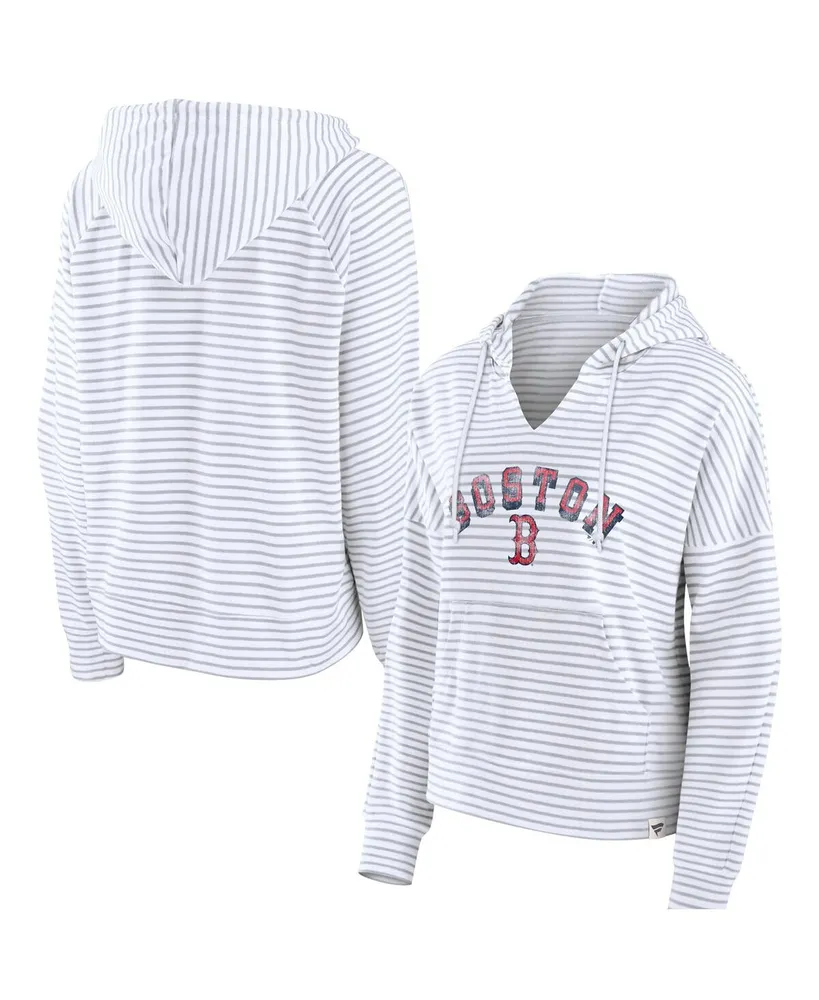 Women's Fanatics White Boston Red Sox Striped Arch Pullover Hoodie