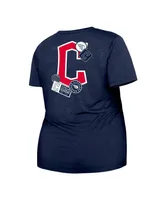 Women's New Era Navy Cleveland Guardians Plus Two-Hit Front Knot T-shirt