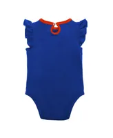 Newborn and Infant Boys Girls Royal, Orange New York Mets Three-Piece Love of Baseball Bib Bodysuit Booties Set