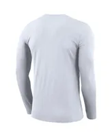 Men's Nike White Memphis Tigers On Court Bench Long Sleeve T-shirt