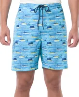 Guy Harvey Men's Scribble Fish Drawstring 7" Surf Shorts