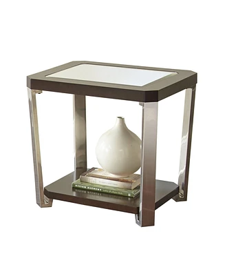 Steve Silver Truman 22" Wide Mirrored Top and Wood End Table