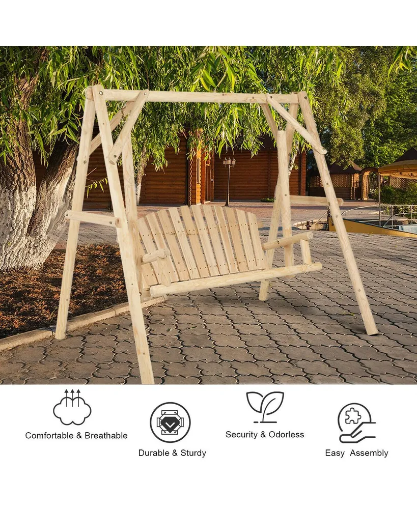 A-Frame Wooden Porch Swing Outdoor garden rural Torched