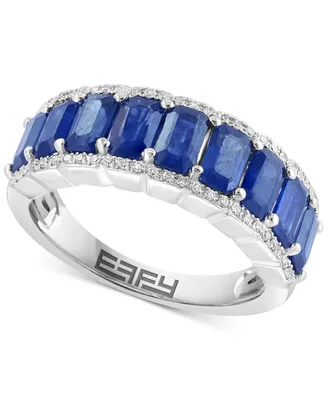 Effy Sapphire (3-3/8 ct. t.w.) & Diamond (1/6 ct. t.w.) Ring in Sterling Silver