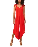 Vince Camuto Women's Solid Tie Shoulder Angled Hem Jumpsuit