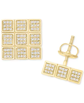 Men's Diamond Square Cluster Stud Earrings (1 ct. t.w.) in 10k Gold