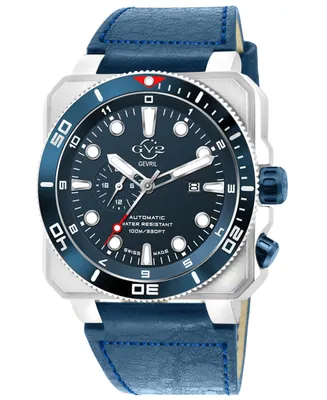 GV2 by Gevril Men's Xo Submarine Swiss Automatic Navy Leather Watch 44mm