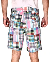 Men's Acid Wash Patch Madras Shorts