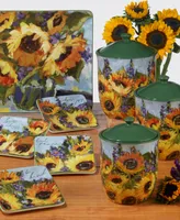 Certified International Sunflower Bouquet Set of 4 Canape Plates, 6"