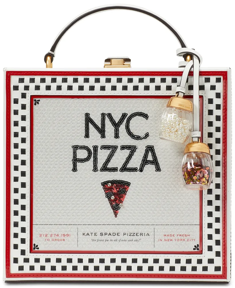 kate spade new york Slice Printed Spazzolato Leather Mini Pizza Box Bag