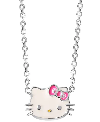 Giani Bernini Hello Kitty Enamel Pendant Necklace in Sterling Silver, 16" + 2" extender, Created for Macy's