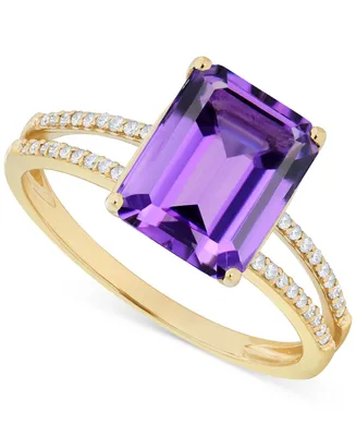 Amethyst (2-9/10 ct. t.w.) and Diamond (1/10 Split Shank Ring 14k Gold