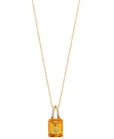 Citrine (3 ct. t.w.) & Diamond Accent 18" Pendant Necklace in 14k Gold