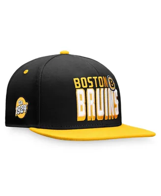 Men's Fanatics Black, Gold Boston Bruins Heritage Retro Two-Tone Snapback Hat