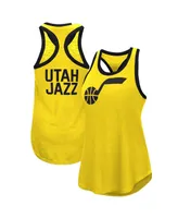 Women's G-iii 4Her by Carl Banks Gold Utah Jazz Showdown Scoop-Neck Racerback Tank Top