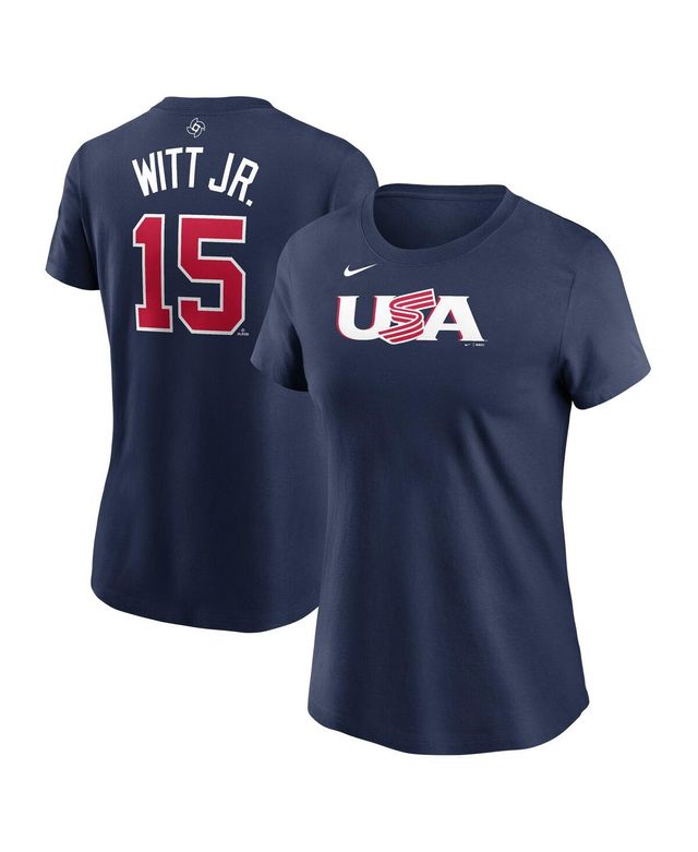 Women's Nike Bobby Witt Jr. Navy Usa Baseball 2023 World Classic Name and Number T-shirt