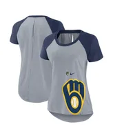 Women's Nike Heather Gray Milwaukee Brewers Summer Breeze Raglan Fashion T-shirt