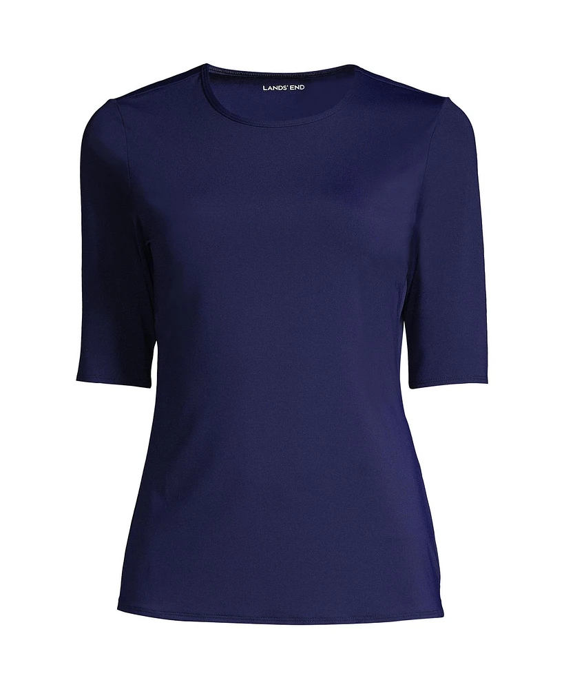 Lands' End Women's Long Elbow Sleeve Relaxed Upf 50 Rash Guard