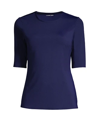 Lands' End Women's Long Crew Neck Rash Guard Upf 50 Sun Protection Swim Tee