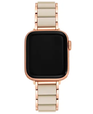 Anne Klein Women's Rose Gold-Tone Alloy Metal and Cream Silicone Bracelet designed for Apple Watch 42mm (Series 1-3 only) & 44/45/46/49mm (Ultra & Ult