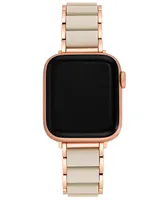 Anne Klein Women's Rose Gold-Tone Alloy and Cream Link Bracelet Compatible with 42/44/45/Ultra/Ultra 2 Apple Watch - Cream, Rose Gold