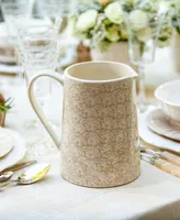 Euro Ceramica Chloe Beige Floral 2 Liter Accent Pitcher