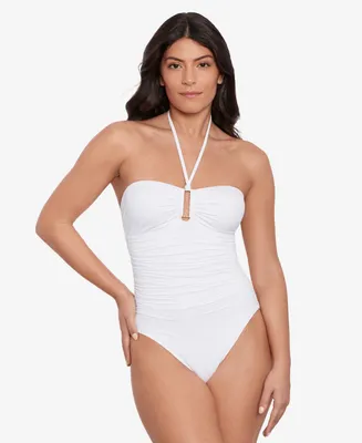 Lauren Ralph Women's Ring Bandeau One-Pice Swimsuit