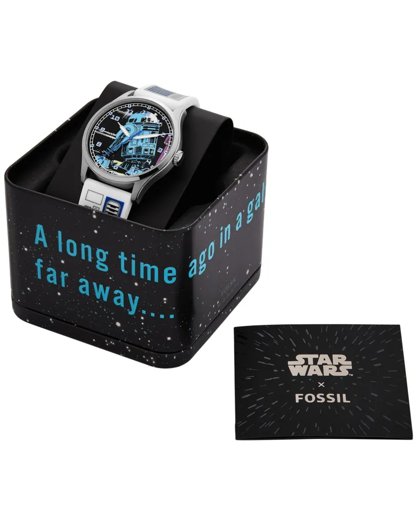 Fossil Unisex Special Edition Star Wars R2-D2 Three-Hand White Silicone Watch, 42mm