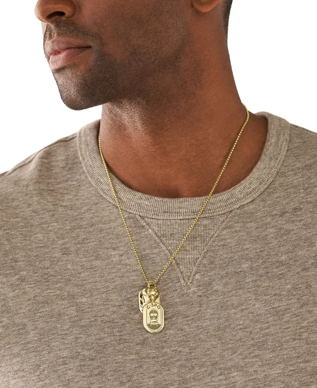 Fossil Men's Chevron Stainless Steel Dog Tag Necklace - Silver