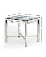 Steve Silver Nova 24" Glass and Chrome End Table