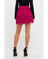 endless rose Women's Suede Fringe Skirt