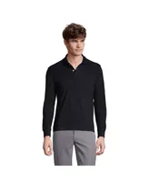 Lands' End Men's School Uniform Long Sleeve Mesh Polo Shirt