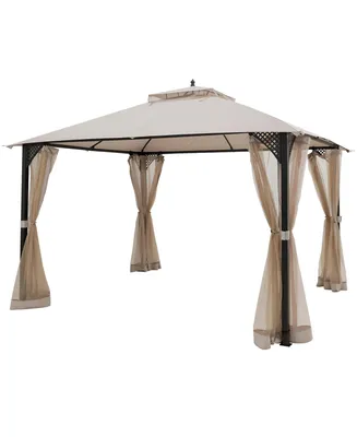 12' x 10' Outdoor Patio Gazebo Canopy Shelter Double Top Sidewalls Netting