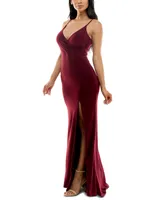 Jump Juniors' Side-Slit Low-Back Jersey Gown
