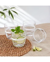 Fitz and Floyd Organic Band 15-oz Double Old Fashioned Glasses 4-Piece Set