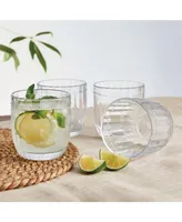 Fitz and Floyd Beaded 10-oz Double Old Fashioned Glasses 4-Piece Set