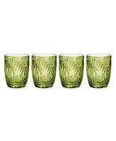 Fitz and Floyd Villa Palm 10-oz Double Old Fashioned Glasses 4-Piece Set