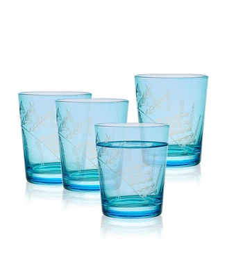 Fitz and Floyd Wildflower 12-oz Double Old Fashioned Glasses 4-Piece Set