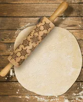 Mrs. Anderson's Baking Snowflake Design Embossing Rolling Pin European Beechwood