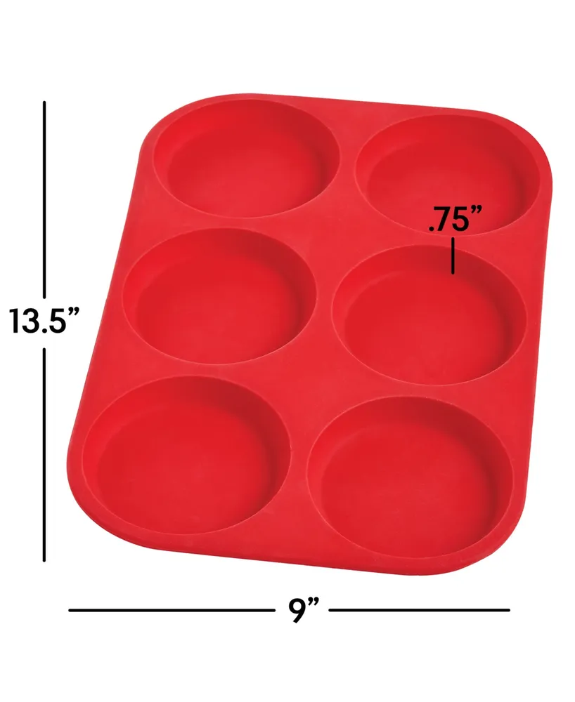 Mrs. Anderson's Baking Set of 2 Silicone 6-Cup Muffin Top Pan, Bpa Free, Non-Stick European-Grade Silicone, 13.18" x 9" x 0.6"