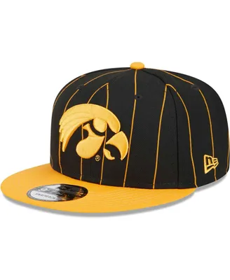 Men's New Era Black, Gold Iowa Hawkeyes Vintage-Like 9FIFTY Snapback Hat